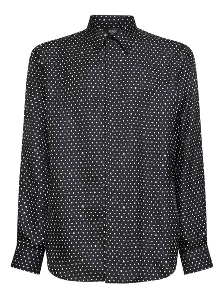  Fendi Button Dots Print Shirt - Black 