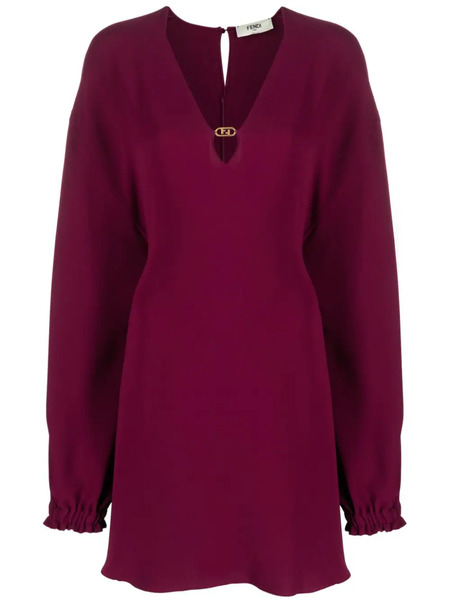  Fendi Cady Logo-plaque Silk Minidress - Red 