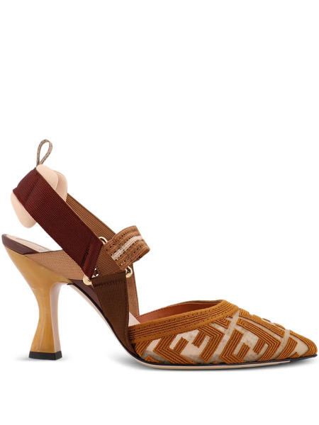  Fendi Colibrì Pointed-toe Straps Pumps - Brown 