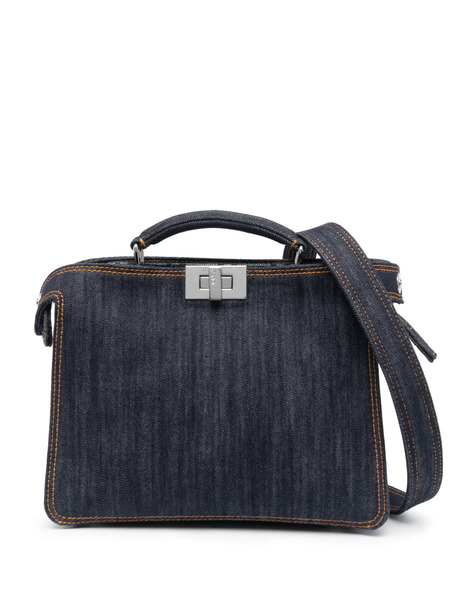  Fendi Contrast-stitching Denim Tote Bag - Blue 