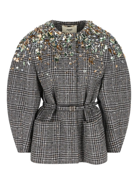  Fendi Crystal-embellished Jacket - Grey 