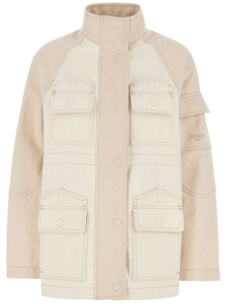  Fendi Denim Bomber Jacket - Neutrals 
