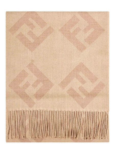  Fendi Diagonal Macro Ff Fringed Scarf - Neutrals 