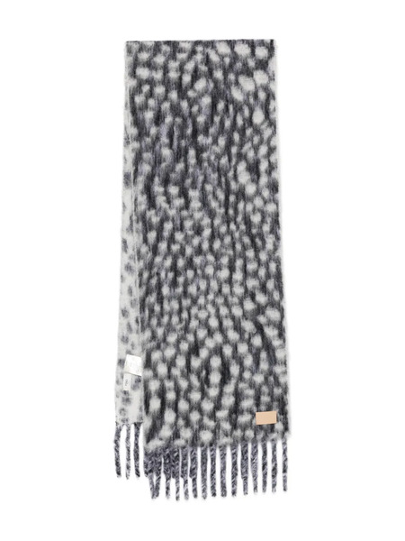  Fendi Dot-pattern Fringed Scarf - Black 