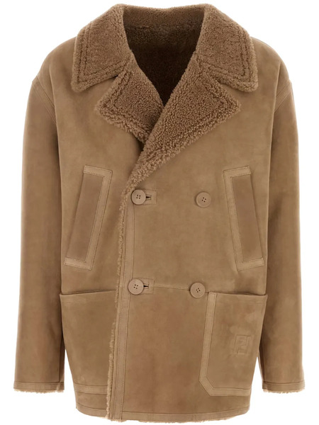  Fendi Double-breasted Shearling Jacket - Brown 