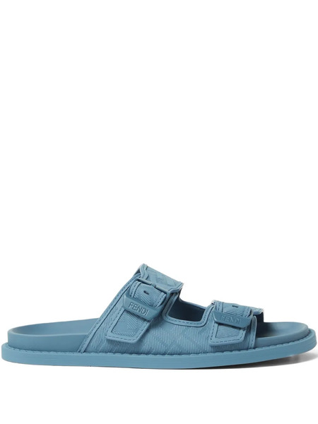  Fendi Double-buckle Ff-pattern Sandals - Blue 