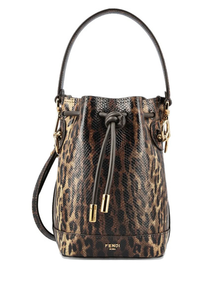  Fendi Drawstring-closure Leopard-print Bucket Bag - Brown 
