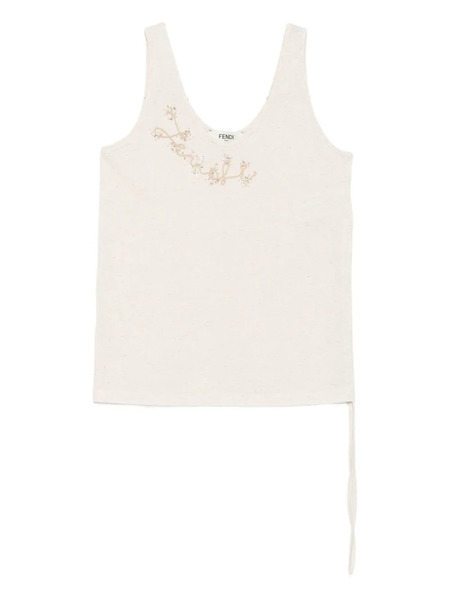  Fendi Embellished Tank Top - Neutrals 