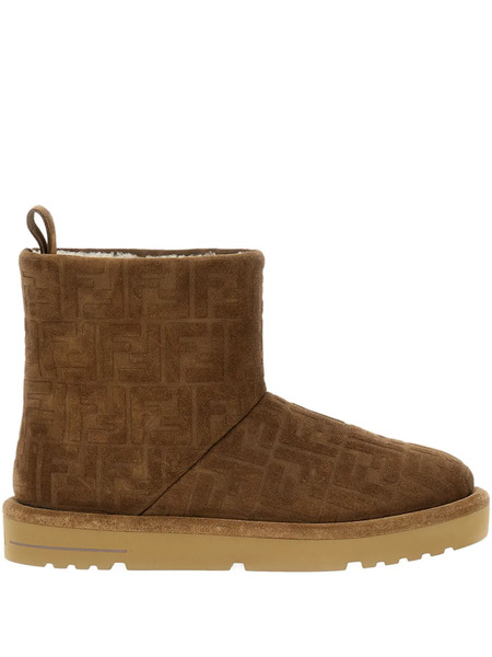  Fendi Embossed-ff Ankle Boots - Brown 