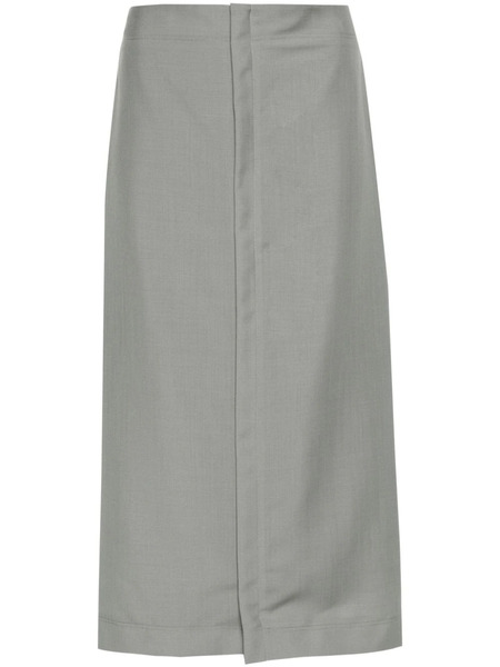  Fendi Embroidered-logo Midi Skirt - Grey 