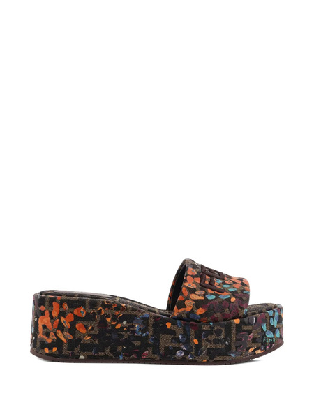  Fendi Embroidery-logo Platform Sandals - Brown 