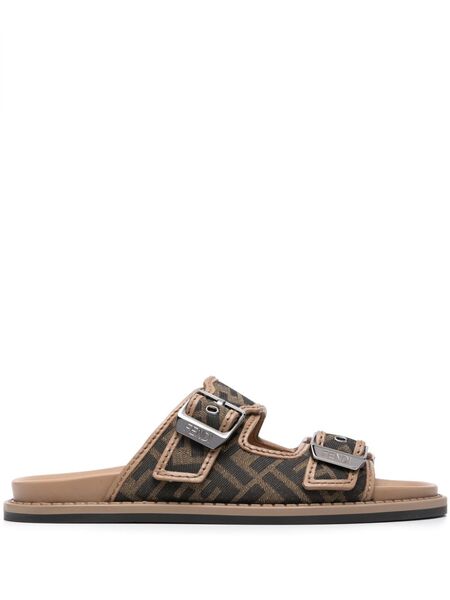  Fendi Feel Ff-jacquard Sandals - Brown 
