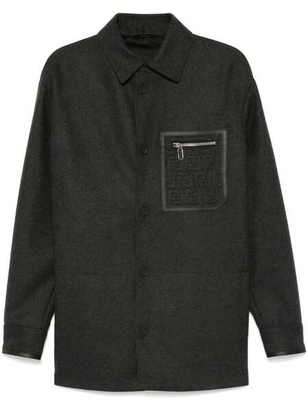  Fendi Felted Shirt Jacket - Grey 