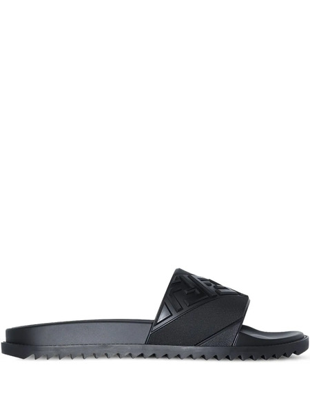  Fendi Ff-embossed Slides - Black 