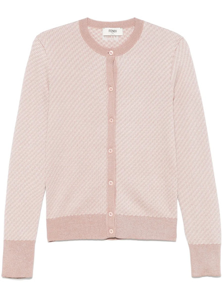  Fendi Ff-jacquard Cardigan - Pink 
