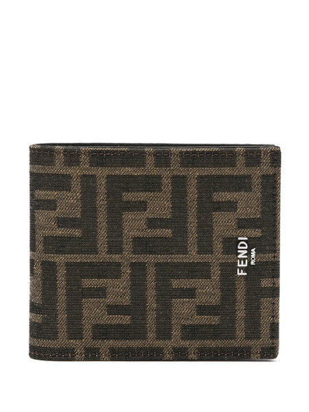  Fendi Ff-jacquard Leather Wallet - Brown 