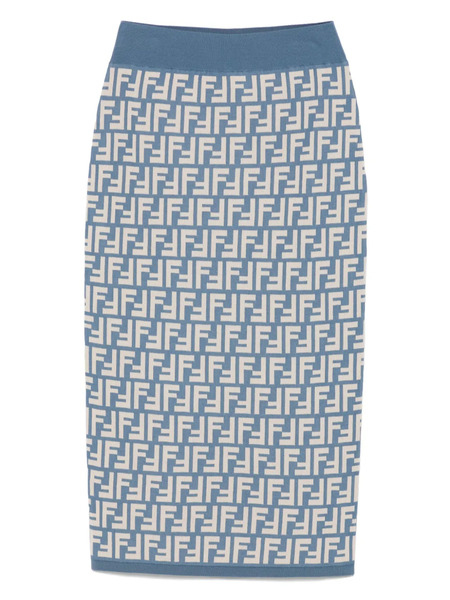  Fendi Ff-jacquard Midi Skirt - Blue 