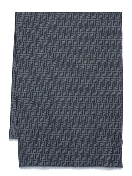  Fendi Ff Jacquard Scarf - Blue 