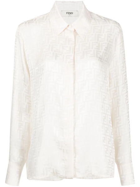  Fendi Ff-jacquard Silk Shirt - Neutrals 