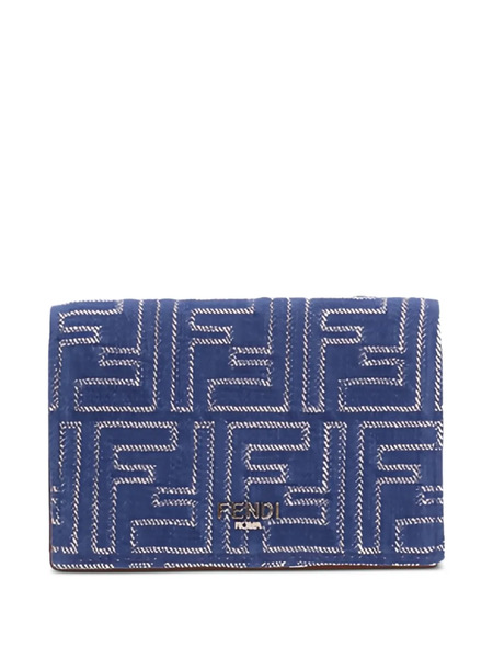  Fendi Ff Jacquard Wallet - Blue 