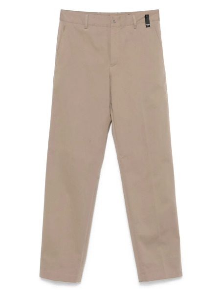  Fendi Ff Logo-plaque Stretch-cotton Pants - Neutrals 