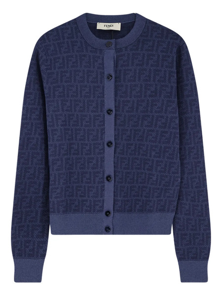  Fendi Ff-pattern Buttoned Cardigan - Blue 