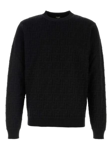  Fendi Ff-pattern Cotton Sweater - Black 