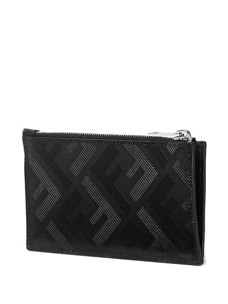  Fendi Ff-pattern Zip Cardholder - Black 