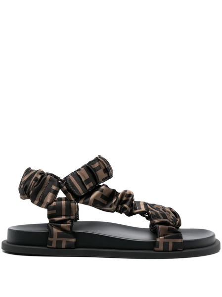  Fendi Ff Print Flat Sandals - Neutrals 