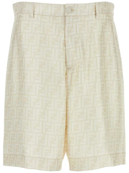  Fendi Ff Silk Shorts - Neutrals 