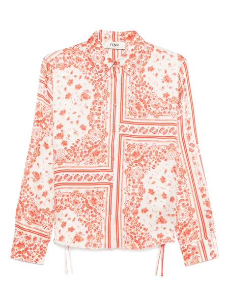  Fendi Floral-print Silk Shirt - Neutrals 