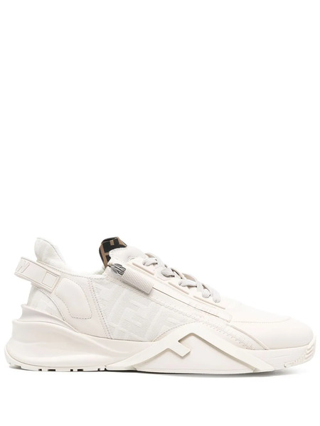  Fendi Flow Leather Low-top Sneakers - Neutrals 