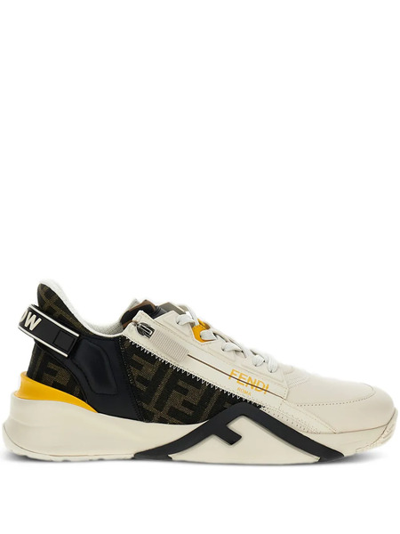  Fendi Flow Leather Panelled Sneakers - Neutrals 