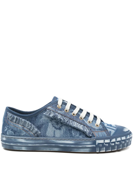  Fendi Frayed-denim Trainers - Blue 