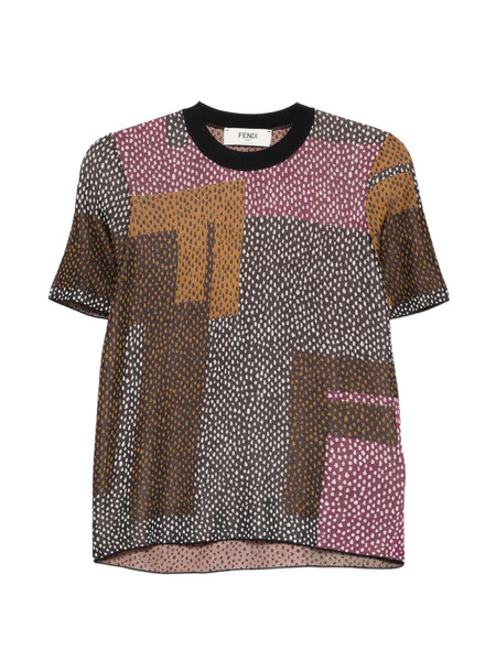  Fendi Geometric-pattern T-shirt - Brown 
