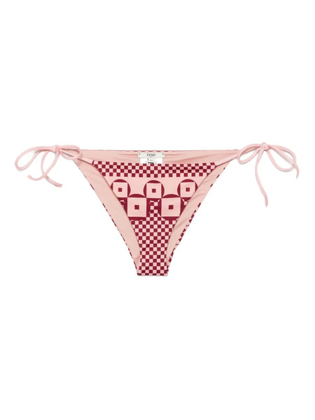  Fendi Geometric-print Tie-side Bikini Bottoms - Pink 