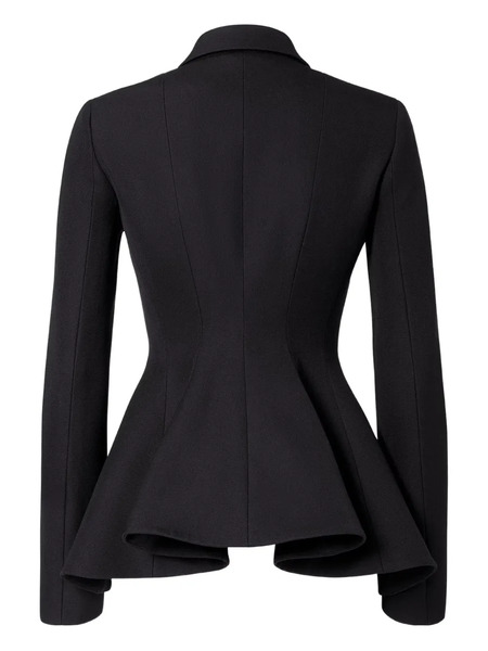  Fendi Grain-de-poudre Wool Jacket - Black 