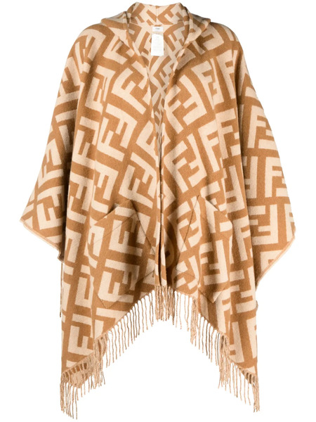  Fendi Jacquard Cashmere Poncho - Brown 