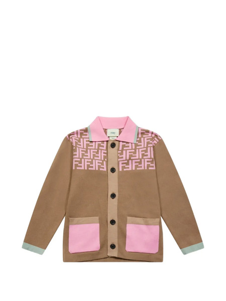  Fendi Kids Buttoned Pattern Cardigan - Brown 