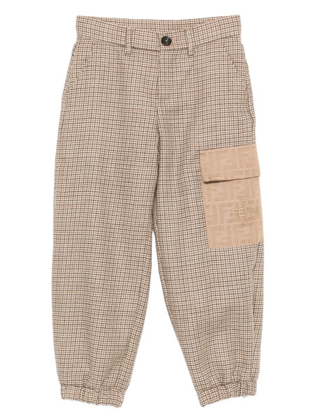  Fendi Kids Check-pattern Pocket Trousers - Brown 