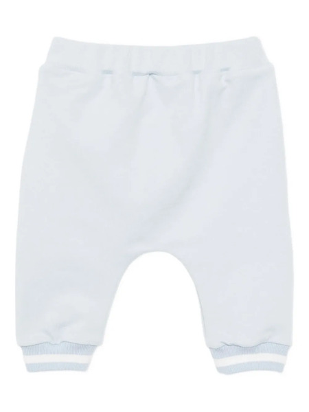  Fendi Kids Embroidered-cuff Cotton Trousers - Blue 