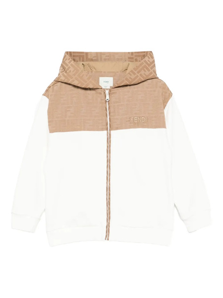  Fendi Kids Ff-logo Pattern Hoodie - White 
