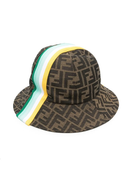  Fendi Kids Ff-logo Striped Sun Hat - Neutrals 