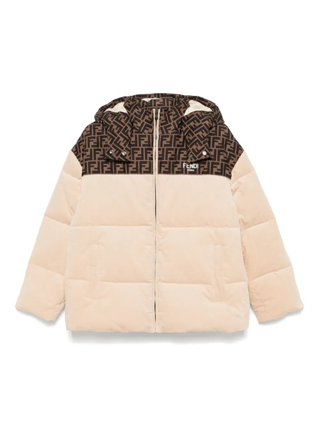  Fendi Kids Ff-panel Velour Jacket - Neutrals 