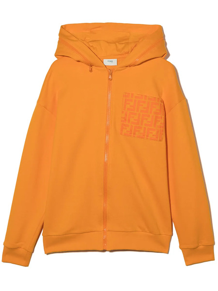  Fendi Kids Ff Patch Pocket Zipped Jacket - Orange 