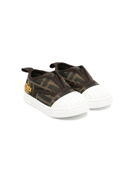  Fendi Kids Ff-pattern Slip-on Trainers - Brown 