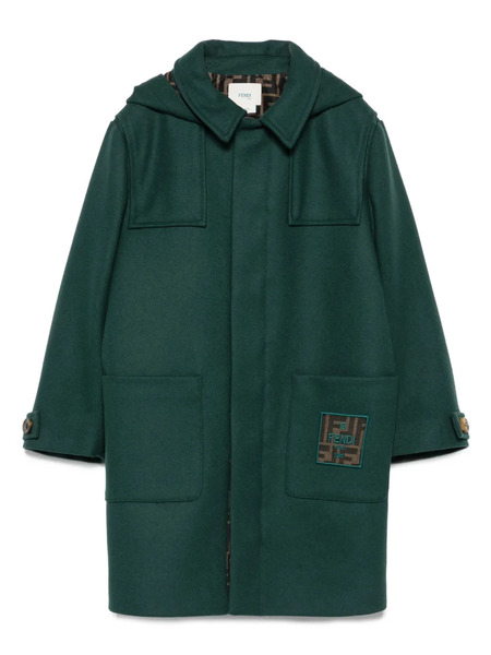  Fendi Kids Hooded Patch-pocket Coat - Green 