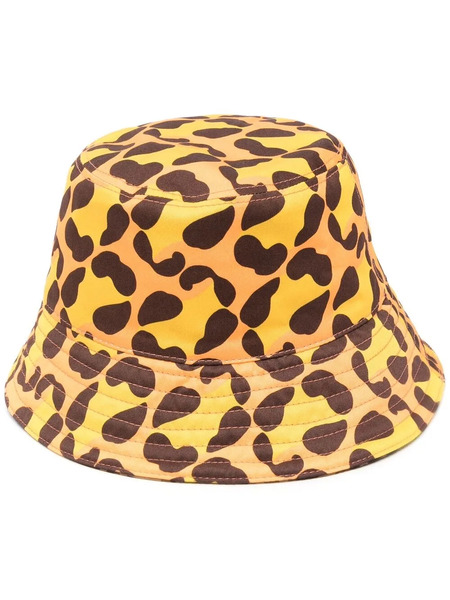  Fendi Kids Leopard Print Logo Bucket Hat - Yellow 