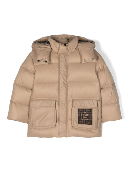  Fendi Kids Logo-appliqué Padded Jacket - Neutrals 