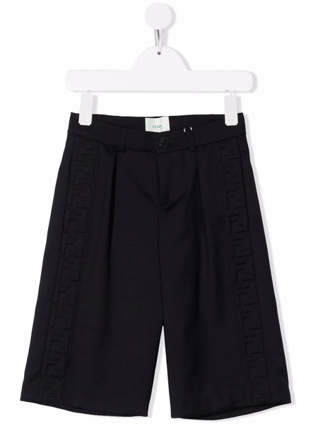  Fendi Kids Logo-embossed Wool Shorts - Blue 